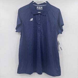 New Balance Polo Shirt Women XL NEW Blue Athletic Performance Tech Short Sleeve